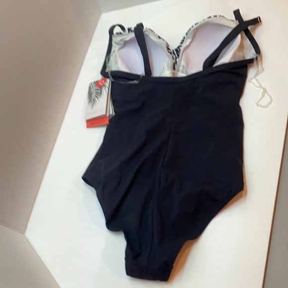 NWT Christina Black Printed Camisole One Piece swimsuit - Picture 3 of 6
